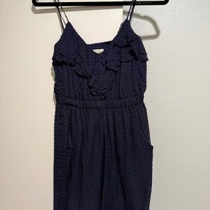 Shoshanna Navy Spaghetti Strap Ruffle Dress with Pockets Size 2